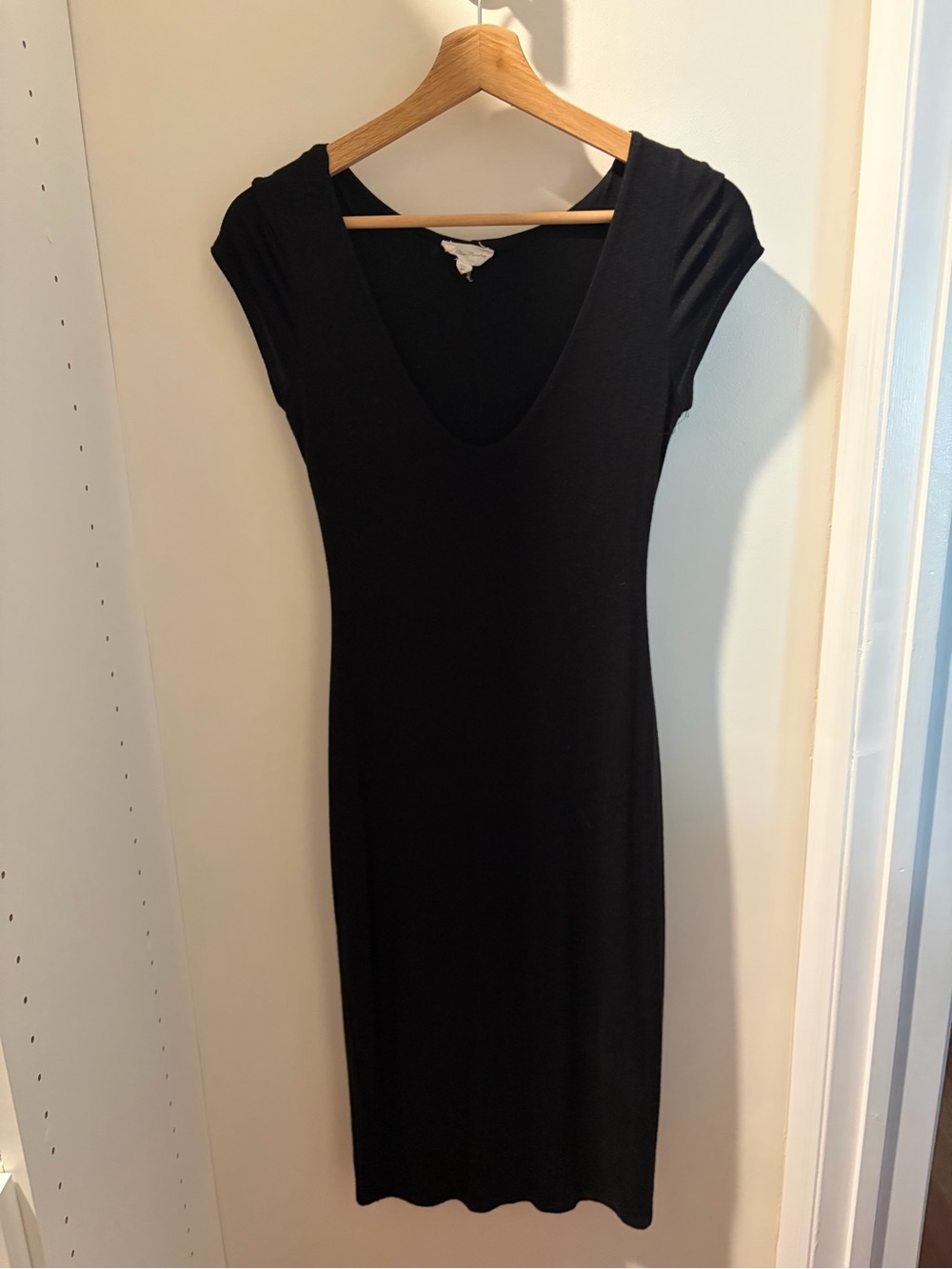 See You Monday Black Midi Scoop Neck Dress